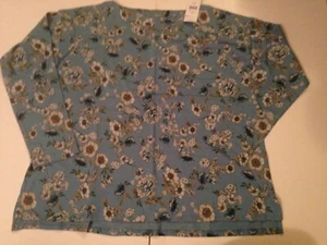 NEW NWT J.Jill Top Women Medium Blue Floral Luxe Supima Boatneck Tee Long Sleeve - Picture 1 of 10