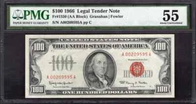 1966 $100 Legal Tender PMG 55 Fr.1550 - Image 1 of 2