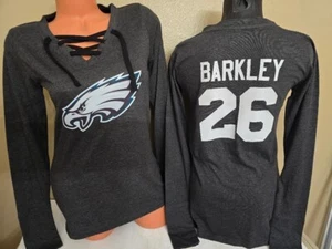 Womens PHILADELPHIA EAGLES JALEN HURTS SAQUON BARKLEY Long Sleeve "Laces" Shirt - Picture 1 of 4