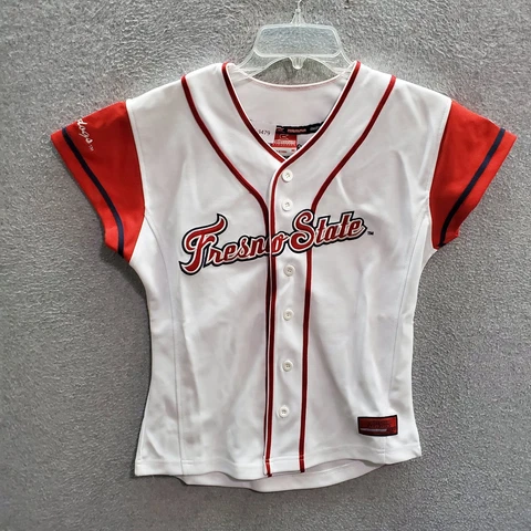 Fresno State Bulldog Women Jersey  Medium White Logo Graphic Short sleeve Cover
