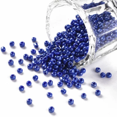 50g Deep Blue 2mm Pearlised Glass Seed Beads - Beading, Jewellery Making - Image 1 of 4