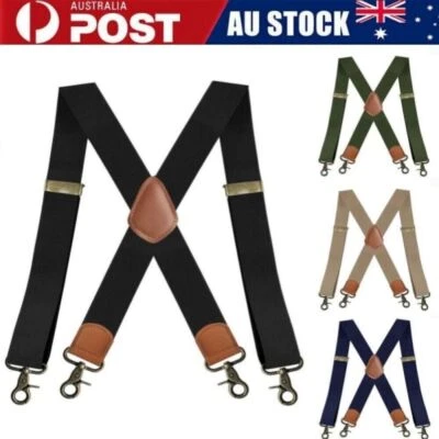 Men's Suspenders X Back 1.37 Inch Wide with Extra Heavy Clips Adjustable Braces - image 1 of 4