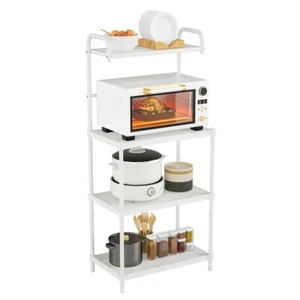 4 Tier Kitchen Microwave Storage Rack Home Kitchen Metal Organizer Shelves White - Picture 1 of 10