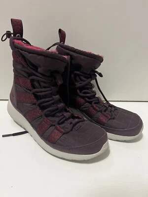 Nike Para Mujer Roshe Run Hi Botas 6.5 Rosa/Borgoña Forradas Sherpa Tenis Zapatos Foto 1 de 4