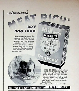 1941 Miller's Kibbles Dog Food Vintage 1940s Print Ad Meat Rich Battle Creek MI - Picture 1 of 1