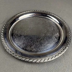 Vintage Oneida USA versilbert verziertes Design 12" rund Serviertablett Platte - Bild 1 von 8