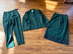 Vintage Pendleton 3-teiliger Anzug Hose Rock Schurwolle Gr. 10 jägergrün kariert - Bild 1 von 23