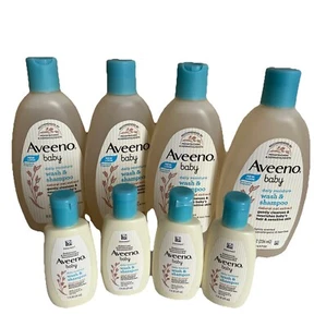 8X Aveeno Baby Daily Moisture Body Wash & Shampoo Oat Extract 8oz & 1 Oz Each - Picture 1 of 2