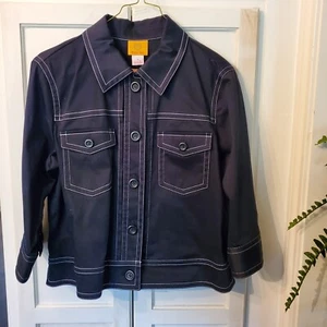 Ruby Rd Women's Black Jacket 2 Pockets Lightweight White Stitching - Picture 1 of 7