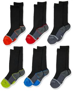 Boy's Little 6 Pair Pack Cushion Socks Black assort Half Black 9-2.5 - Picture 1 of 3
