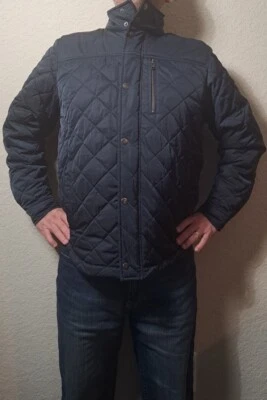 NUEVO CON ETIQUETAS Abrigo de Invierno Chaqueta Acolchada Diamante Azul Marino Daniel Cremieux MEDIANO Para Hombre Foto 1 de 4