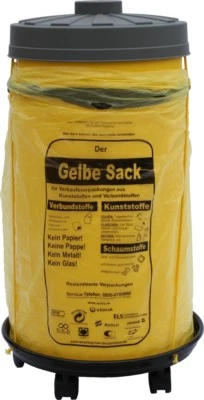 gelbe Tonne und Rollwagen Mülleimer Sacktonne Mülltrennung Sackständer - Bild 1 von 4