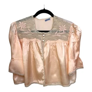 Giacca letto lingerie pizzo raso pesca vintage Sultana anni 40 coquette fairycore - Foto 1 di 8