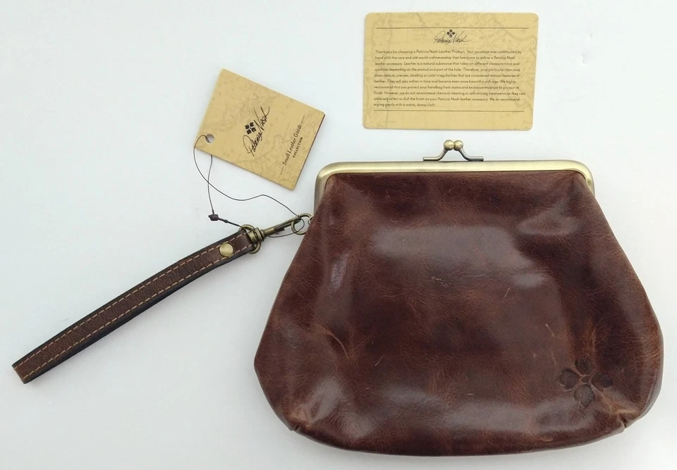 Patricia Nash SAVENA Leather Kiss Lock Clutch Wristlet Bag P24106