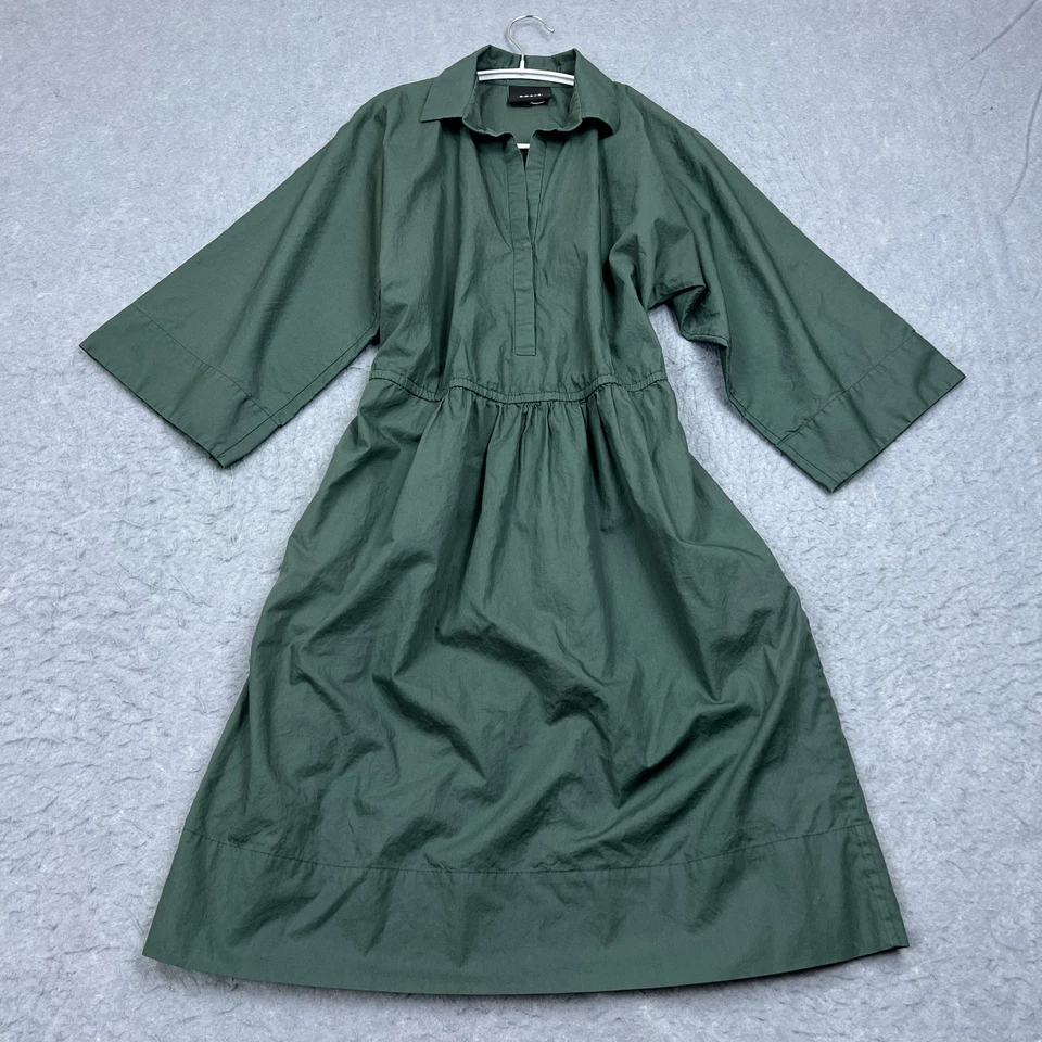 Vestido camisero Akris para mujer 8 verde cuello en V midi clásico mínimo preppy* Foto 1 de 4