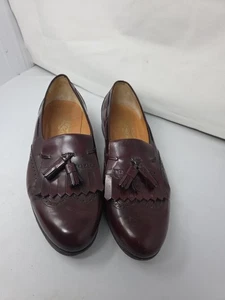 VINTAGE SALVATORE FERRAGAMO Leder Slipper Quaste Flügelspitze Loafer Burgund 13 D - Bild 1 von 10