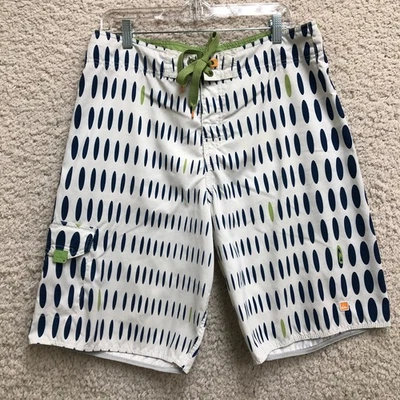 Quiksilver Shorts 34 Mens White Swim Trunks Boardshorts AOP Mesh Lined Stretch - Image 1 of 4