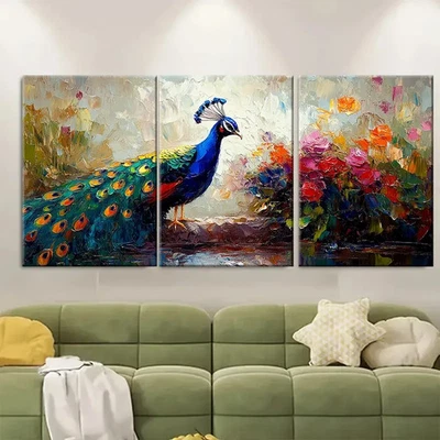 3pcs  PeaRooster Bird Painting Bird RI Wall Art Canvas  Unframed/Framed - Image 1 of 4
