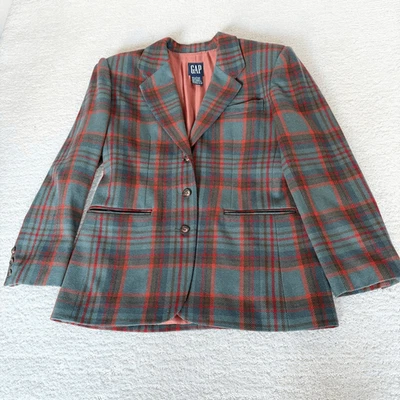 Blazer Chaqueta Deportiva Gap Mezcla Lana A Cuadros - Para Mujer US L Foto 1 de 4