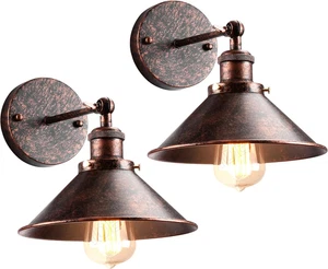 2 Pezzi Lampade Da Parete Industriale Vintage Applique Da Parete Retrò in Stile - Foto 1 di 12