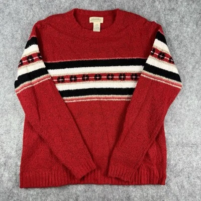 Suéter tejido St. John’s Bay vintage para mujer rayas rojas suaves talla L mezcla de lana Foto 1 de 4