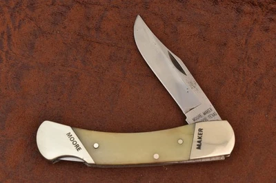 MOORE MAKER MATADOR ТЕХАС СДЕЛАНО В США ГЛАДКАЯ КОСТЬ СРЕДНИЙ ЗАМОК НОЖ (28967) - Изображение 1 из 4