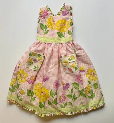Винтажное платье ручной работы Daisy Kingdom «Цветочная вечеринка» размер 6? Желтый цветочный розовый - Изображение 1 из 4
