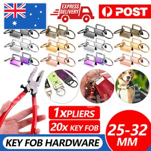20x 25/32mm DIY Craft Key Fob Keychain Hardware With Pliers Wristlets Tail Clip - Picture 1 of 13
