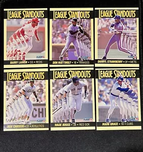 1990 Fleer League Standouts 6 Karten Set: Mattingly Larkin Strawberry Boggs Grace - Bild 1 von 15