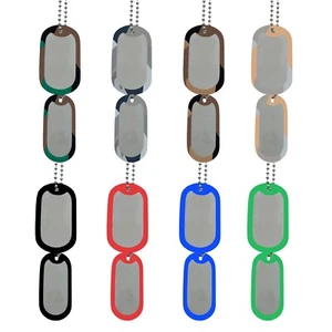 Blank U.S. Military Dog Tag Pair Set -Stainless Steel- Cosplay Halloween Costume - Picture 1 of 47