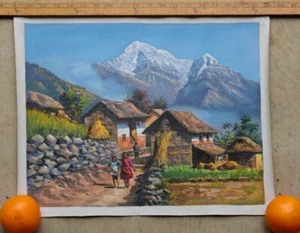 Nepal Gemälde auf Leinwand, ungerahmt, 19 1/4"" x 15 1/4"", gekauft in Nepal - Bild 1 von 5