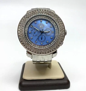 Techno Watch Blue Dial with 4ct Diamonds, 50 mm - Picture 1 of 13