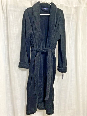 Croft & Barrow Albornoz Negro Corbata Cinturón, Bolsillos Hombre S/M Albornoz Felpa Foto 1 de 4