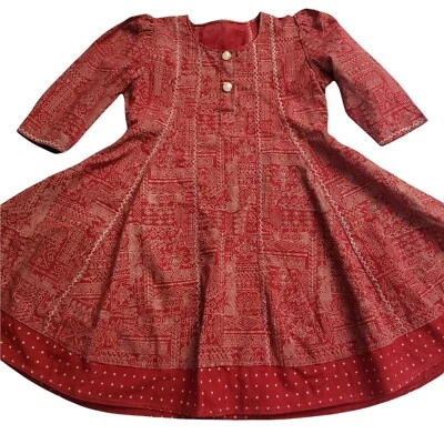 Vestido paquistaní para niñas vestido de levita hecho a mano cosido talla pequeña 4-6T Foto 1 de 4