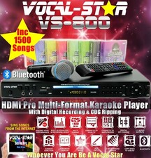 Vocal-Star VS-800 CDG DVD Bluetooth Karaoke Machine 2 Microphones & 1500 Songs