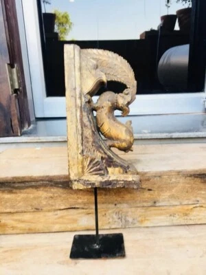 Antigua figura de animal salvaje fina tallada a mano de madera rara panel raro Foto 1 de 4