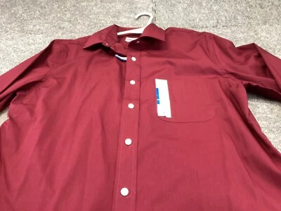 Camisa de vestir Croft & Barrow para hombre 15 1/2 34 35 mediana granate clásica abotonada Foto 1 de 4