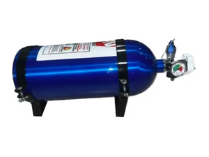 10LB Nitrous Bottle high flow, gauge, 8an safety w/cap, Brackets & 4AN adapter - Picture 1 of 3