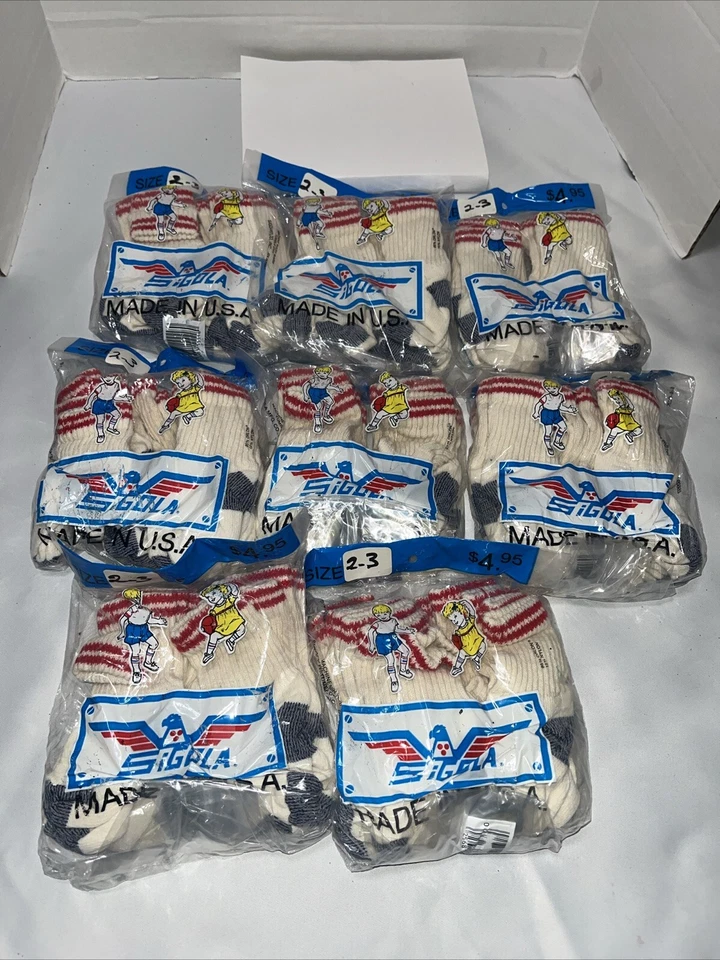 Pack de 6 calcetines vintage Sigola Orlon para niños talla 2-3 - Hechos en EE. UU. - Lote de 8 Foto 1 de 4