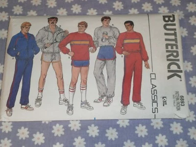 80's BUTTERICK 6893 MEN'S SPORTS JACKET TOP SHORTS & PANTS PATTERN-UNCUT-42-48 - Image 1 of 2