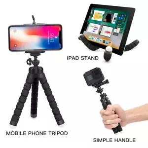 Flexible Octopus Tripod + Bracket Mount for Cell Phone, Camera, iPhone - Black - Picture 1 of 8