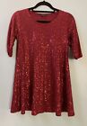 Eileen Fisher Petite XS PP (4P) Silk Red Sequined Tunic Top Evening/Occasion