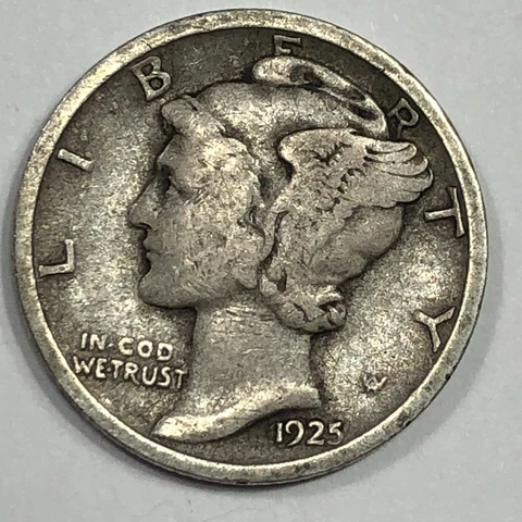 1925  Mercury Silver Dime #19748 Cover