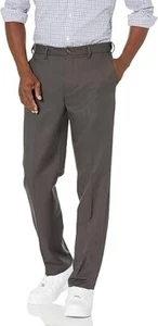 Essentials Mens Classic-Fit Expandable Waist Flat-Front Dress Pant,Gray, 28Wx28L - Picture 1 of 7