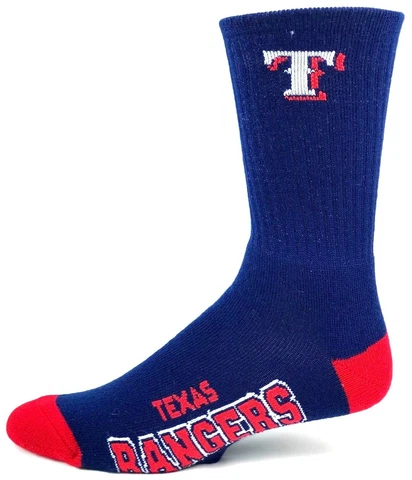 Texas Rangers Baseball Navy & Red Deuce Logo Crew Socks Cover