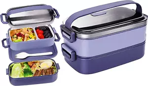 Bento Box Inox per Adulti e Bambini, Elegante Porta Pranzo a Prova di Perdite - Foto 1 di 16