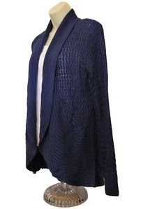 Hannah Cardigan Sweater L Blue Cobalt Collar Long Sleeve 100% Acrylic NEW - Picture 1 of 8