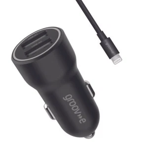 GROOV-E USB-A KFZ LADEGERÄT 12W MIT LIGHTNING KABEL 1M - SCHWARZ - GVMA126BK - Bild 1 von 4