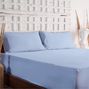 100% Egyptian Cotton Fitted Sheet Cal King Size Sky Blue Fitted Sheet Only Co... - Picture 1 of 7