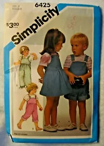 Salopette e prendisole o maglione Simplicity 1983 bambino (2 lunghezze) #6425 non tagliata - Foto 1 di 4